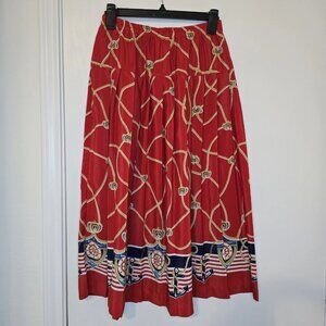 VTG Sailor Nautical Red Skirt USA Made Navy Themed Sz 10